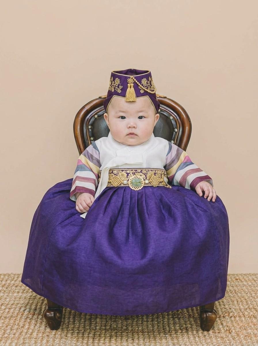 자주 족두리 백일