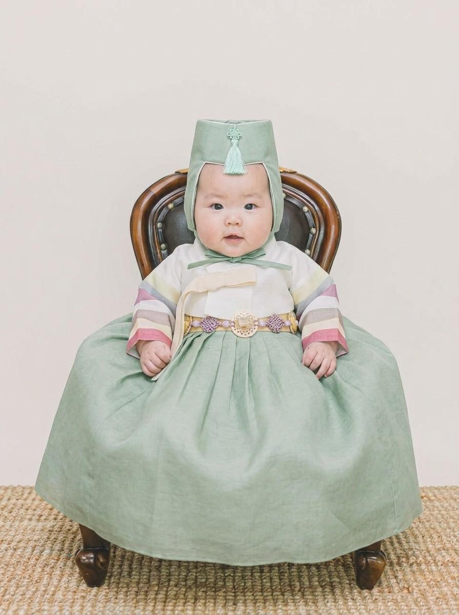 연두 족두리 백일