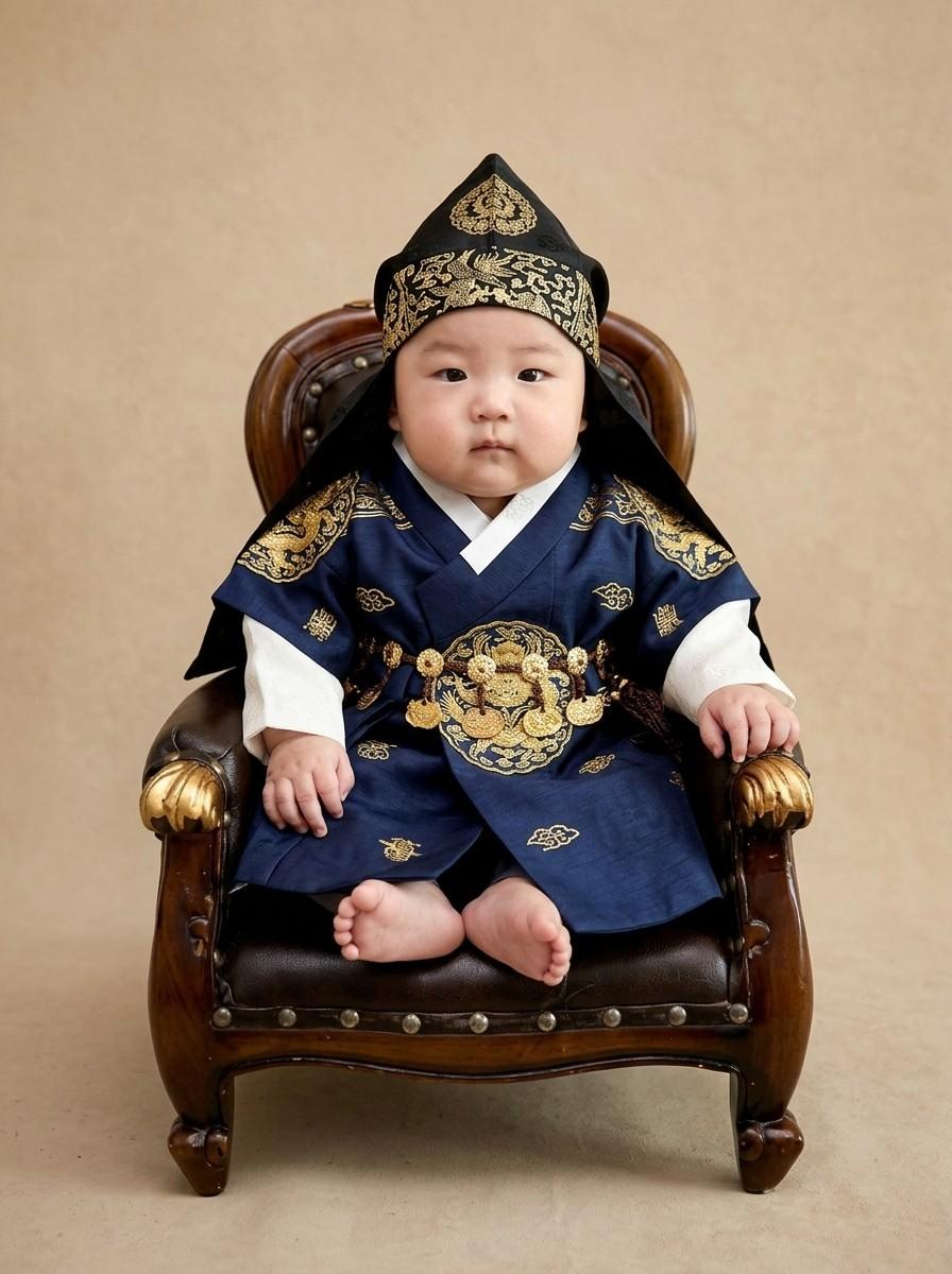 남색 금자수 복건