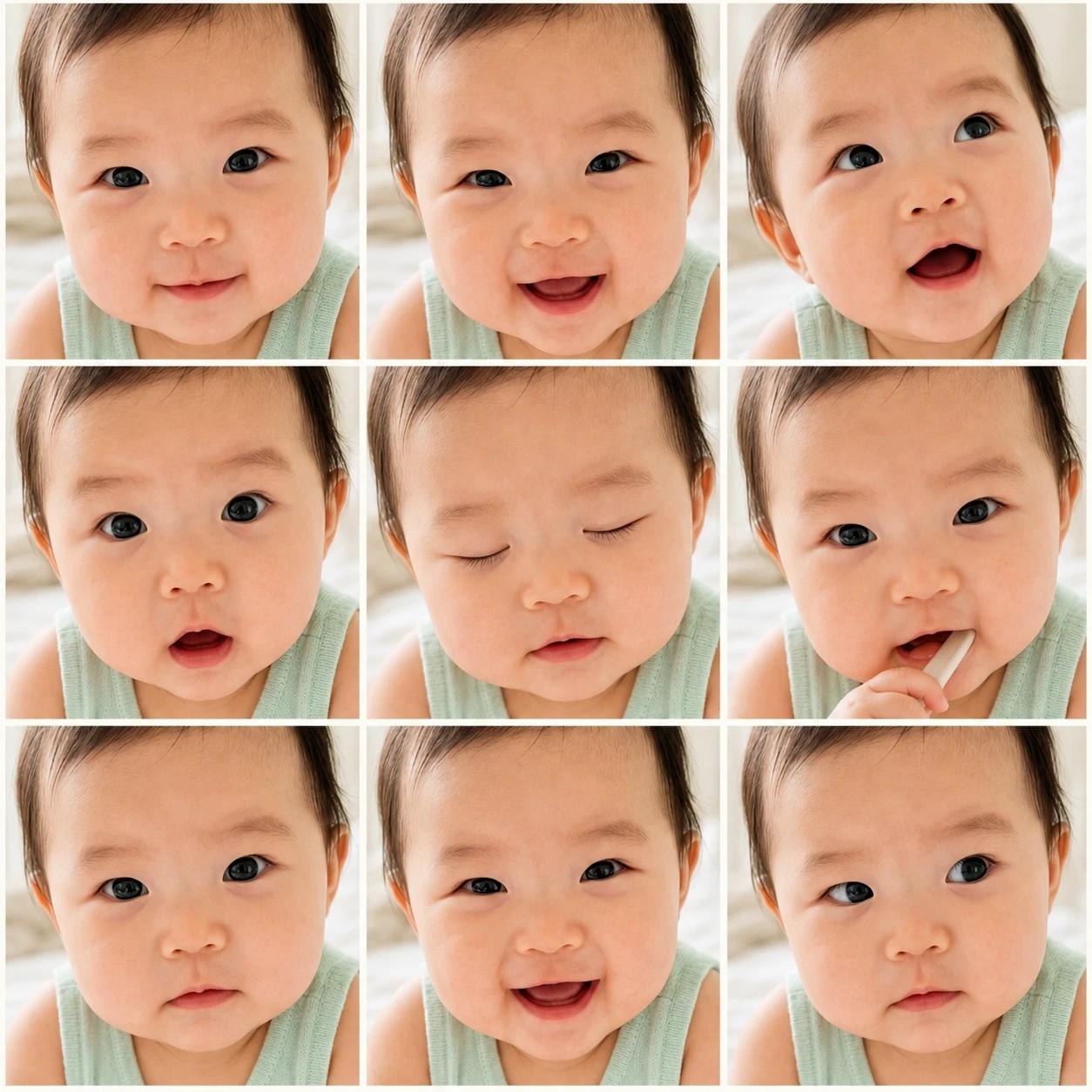Baby 9-Cut Close-Up Expression Grid