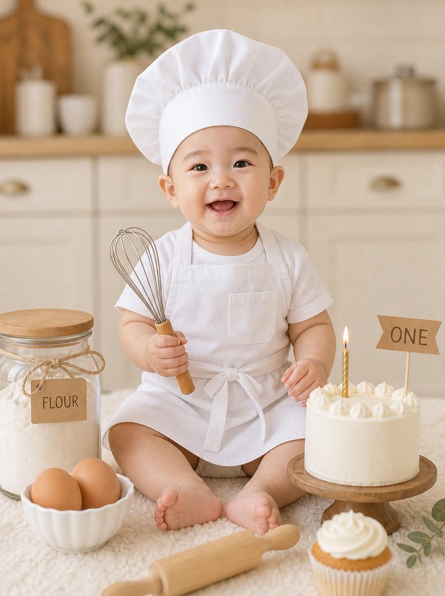 Classic White Chef 1st Birthday