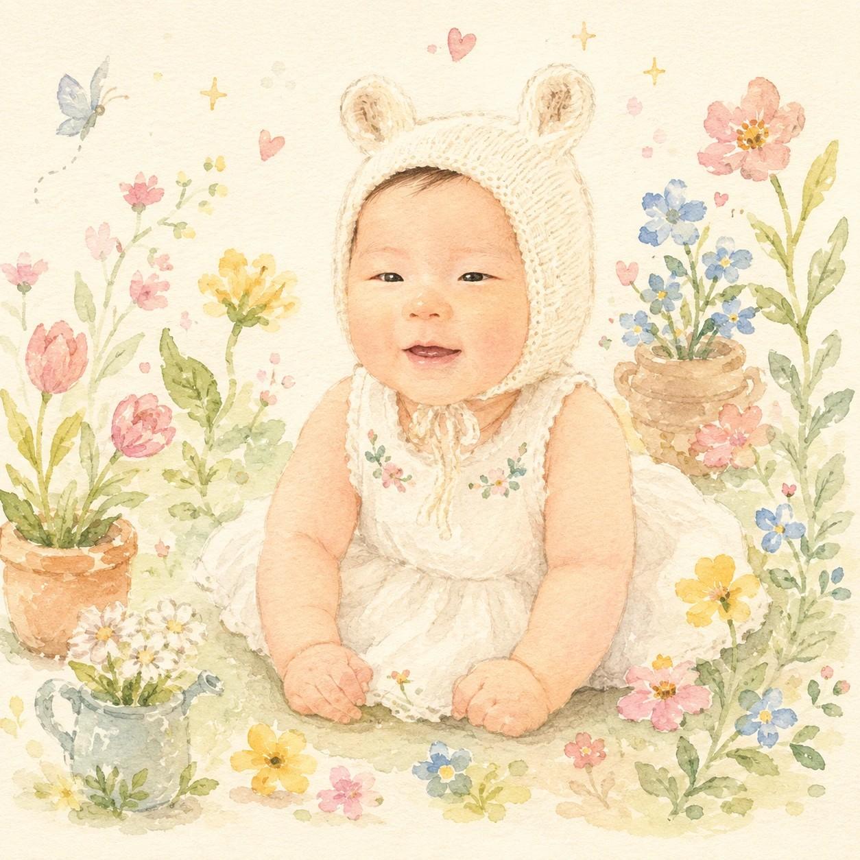 아기 나이브 아트 일러스트