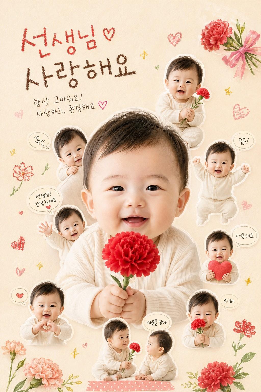 Teacher's Day Baby Card — ChatGPT Carnation Mini Character Prompt