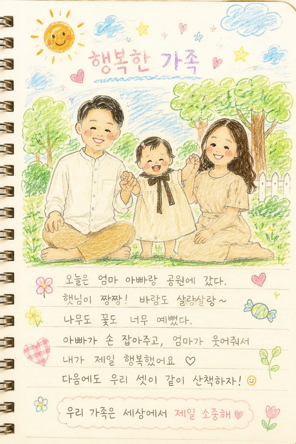 가족 그림일기 만들기 — 챗GPT 한국 육아 인스타툰 손그림 프롬프트