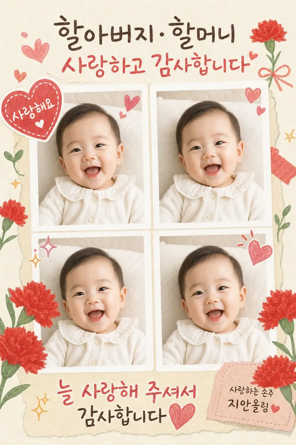 Baby 4-Cut Gratitude Card