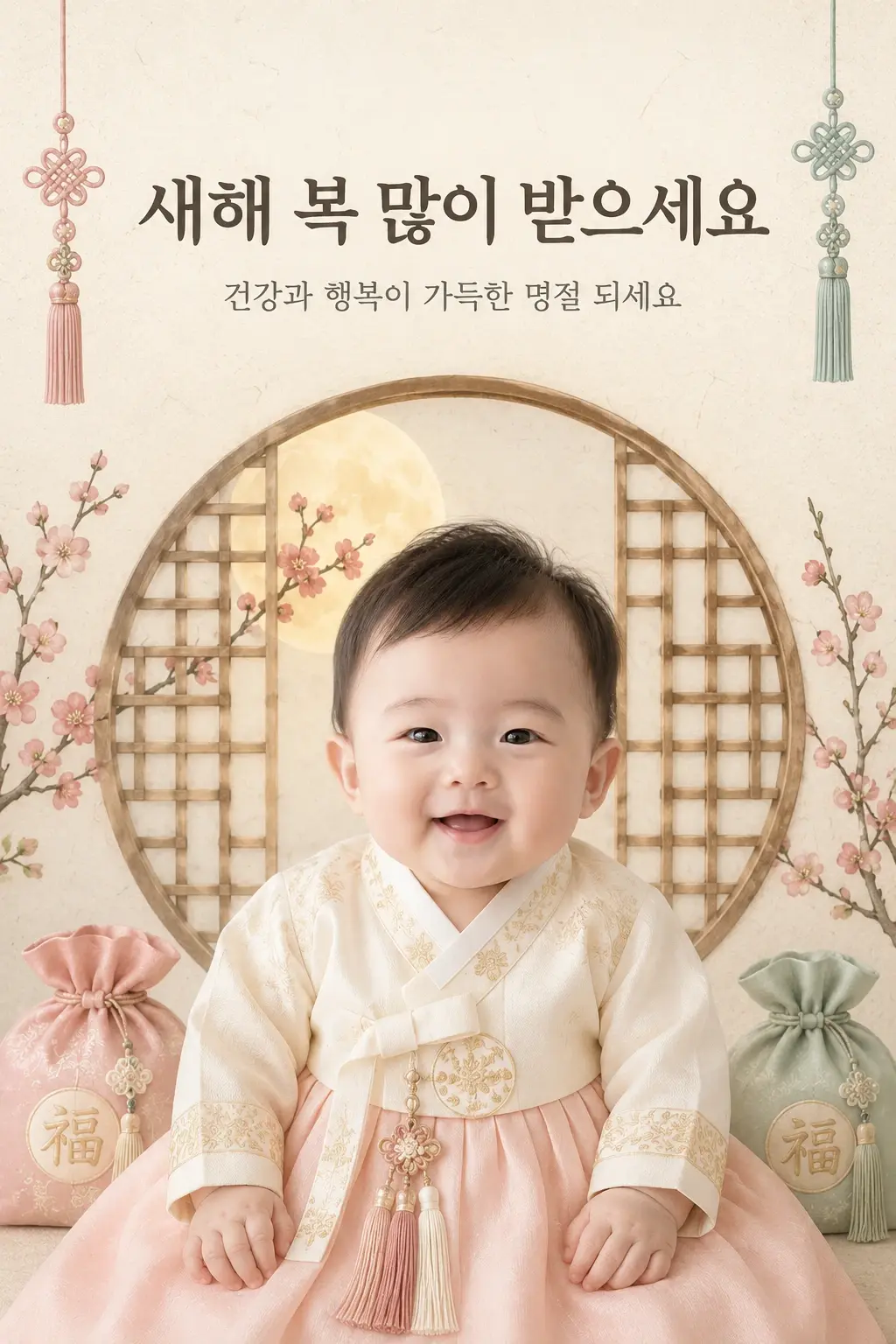 Hanbok Baby Korean New Year Greeting Card